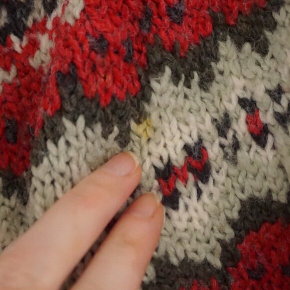 Vintage Encore Tricot Red 10% Wool Knit Icelandic Button Cardigan Sweater XL - Picture 11 of 16